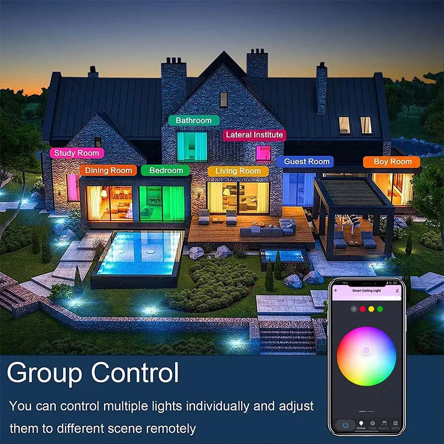 Colorful Smart Ceiling Light™ – App & Voice Controlled LED Lamp | Paseso