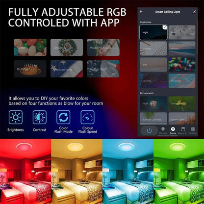 Colorful Smart Ceiling Light™ – App & Voice Controlled LED Lamp | Paseso