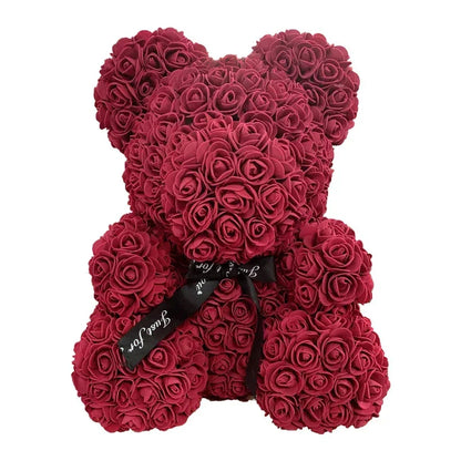 Eternal Rose Bear™ – Handmade Rose Teddy Gift for Her (Available in 25cm & 40cm)