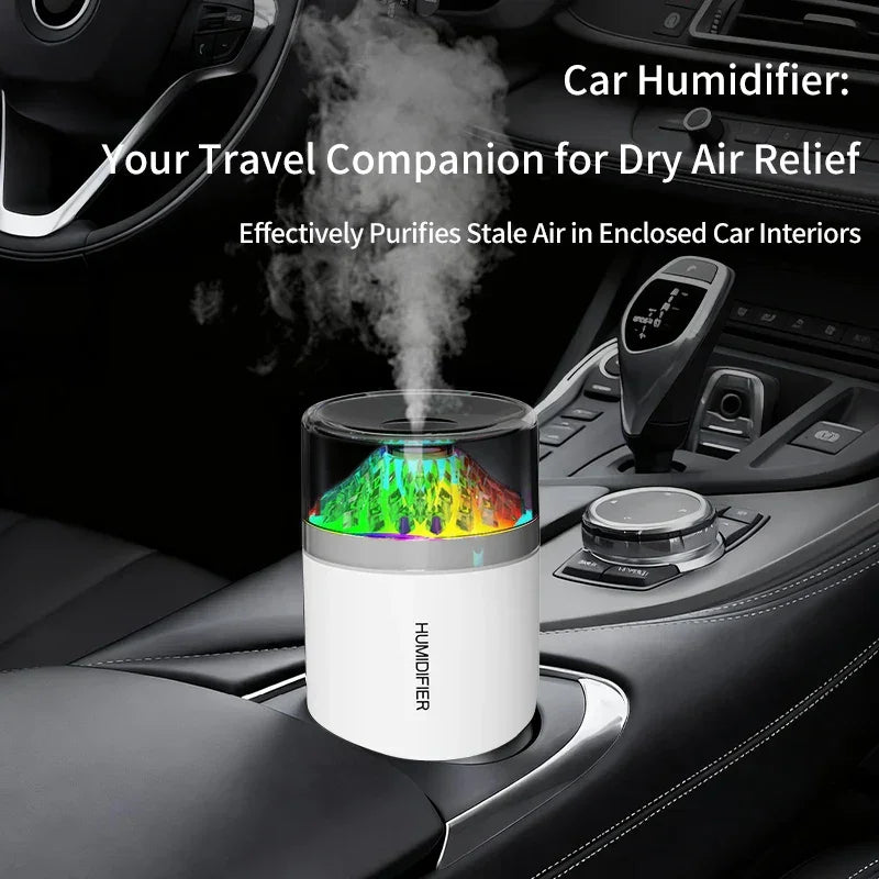 180ml Mini Car Humidifier – Colorful LED Light & Silent Mist Diffuser