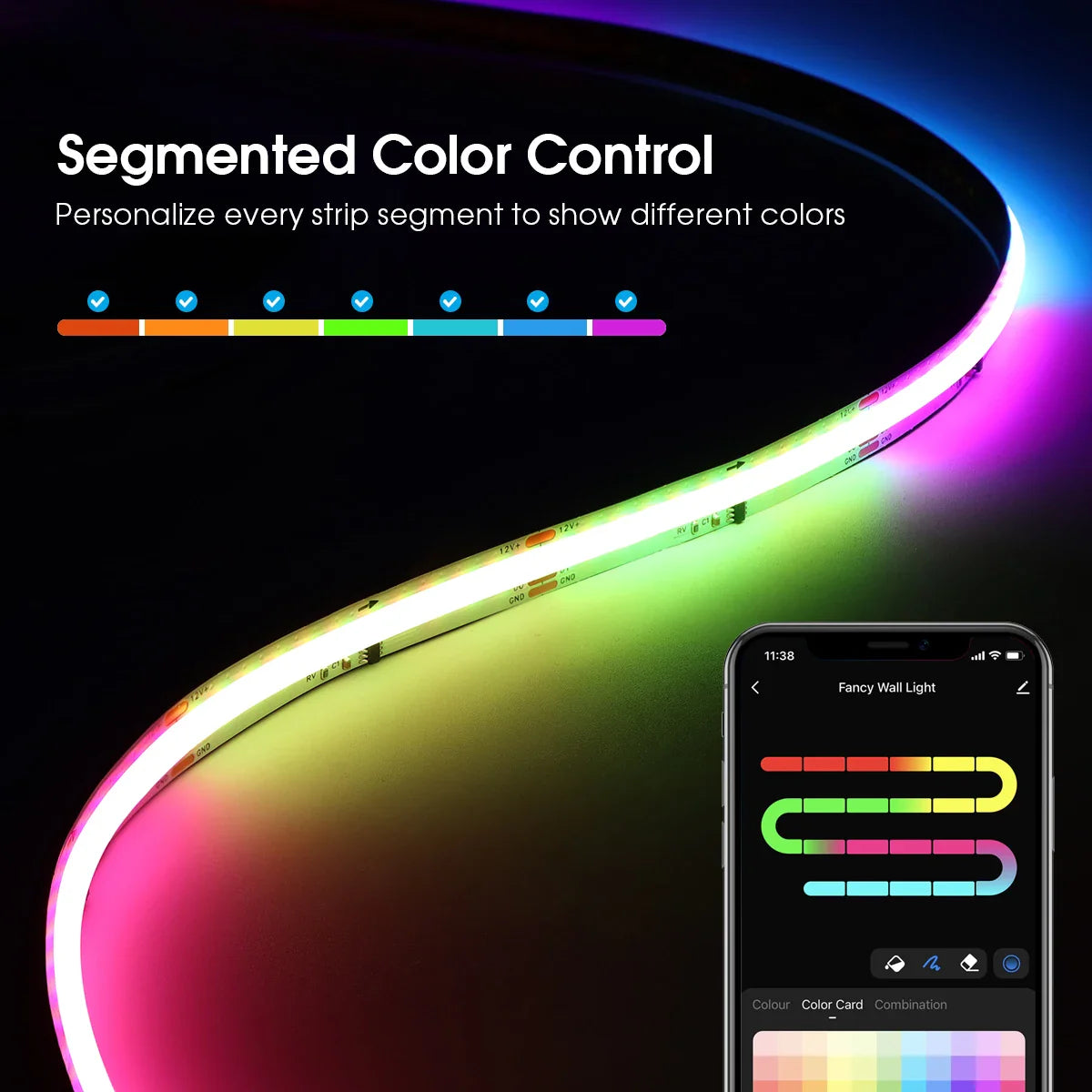Smart Neon LED Light Strip™ – Flexible RGB Lighting for Home & Setup | Paseso